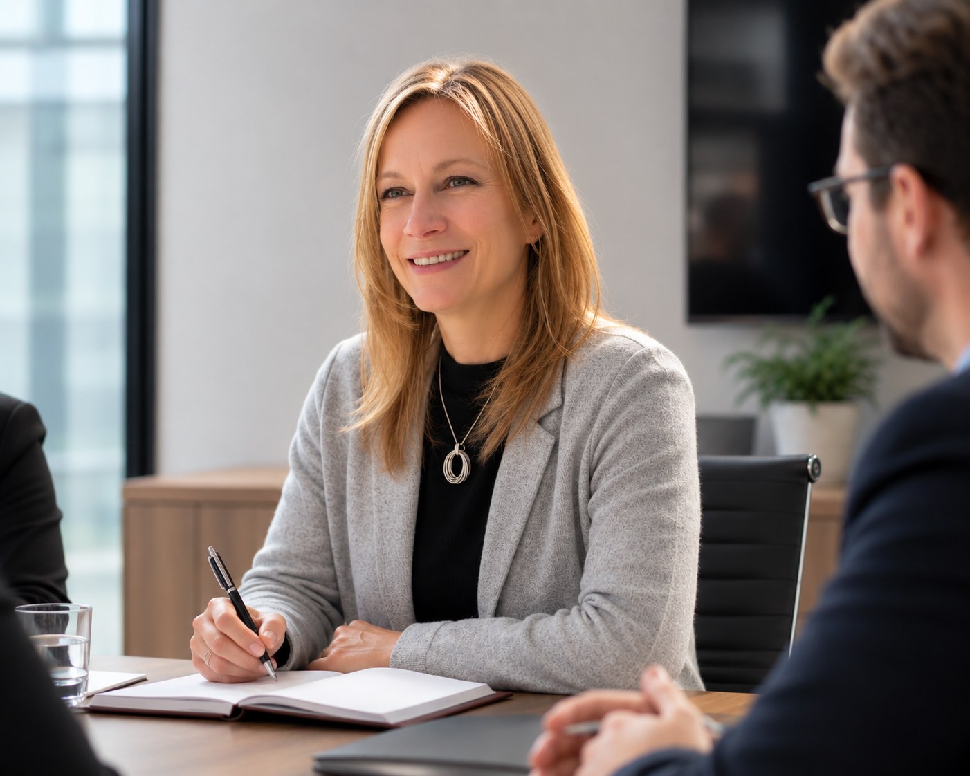Nicci Marzec at work around the boardroom table